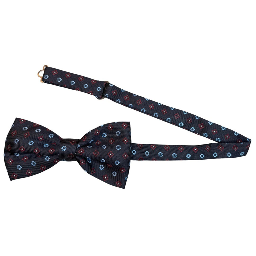 Papillon disegno quadrifoglio e fiori in seta annodato con finitura sartoriale