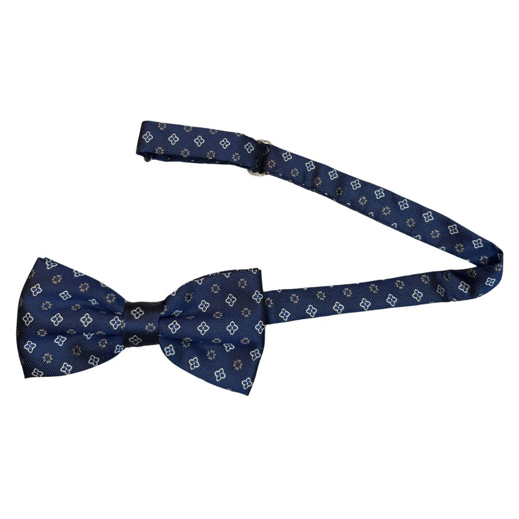 Papillon disegno quadrifoglio e fiori in seta annodato con finitura sartoriale