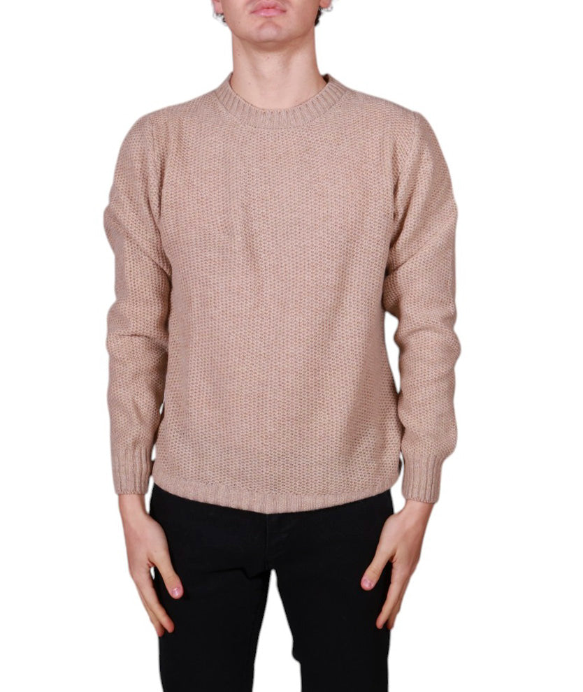 Maglia uomo girocollo a nido d’ape in maglia rasata con lavorazione strutturata