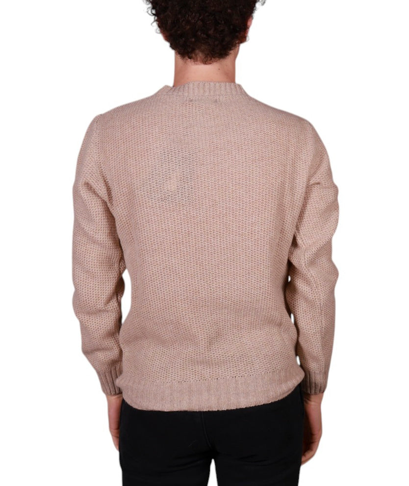 Maglia uomo girocollo a nido d’ape in maglia rasata con lavorazione strutturata