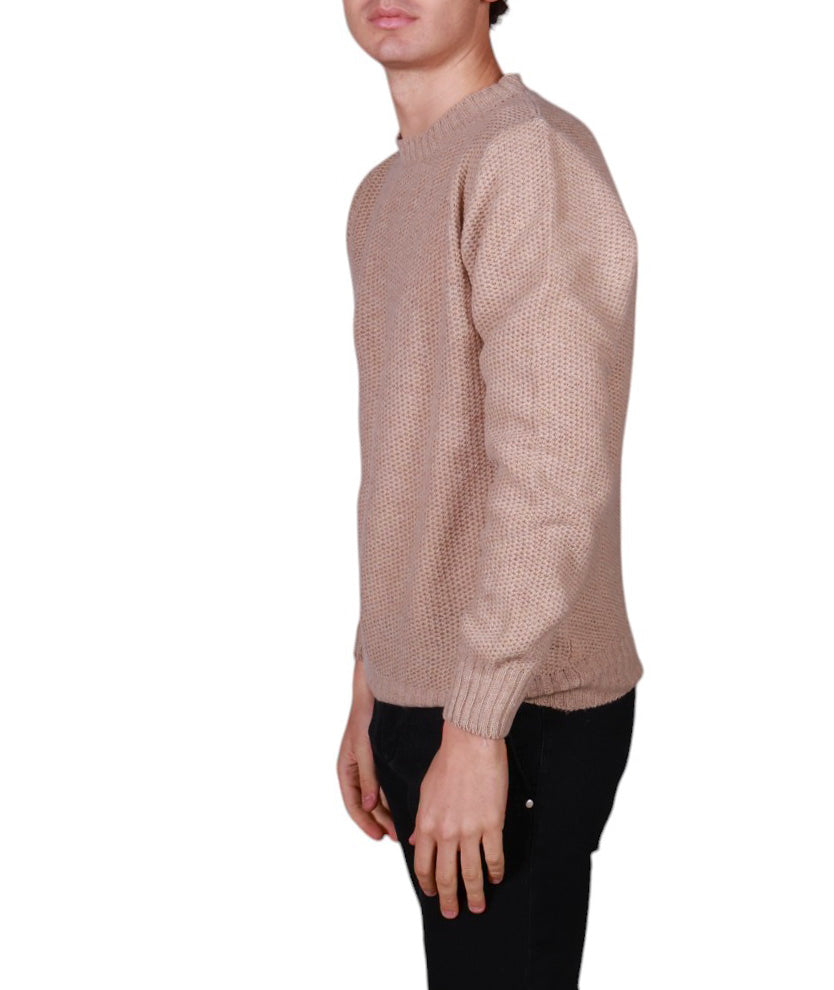 Maglia uomo girocollo a nido d’ape in maglia rasata con lavorazione strutturata