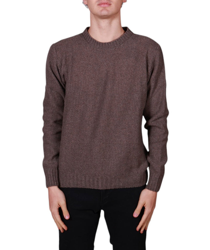 Maglia uomo girocollo a nido d’ape in maglia rasata con lavorazione strutturata