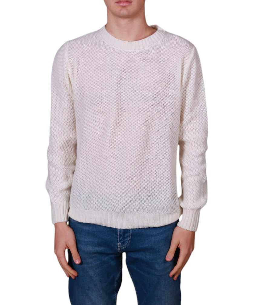 Maglia uomo girocollo a nido d’ape in maglia rasata con lavorazione strutturata