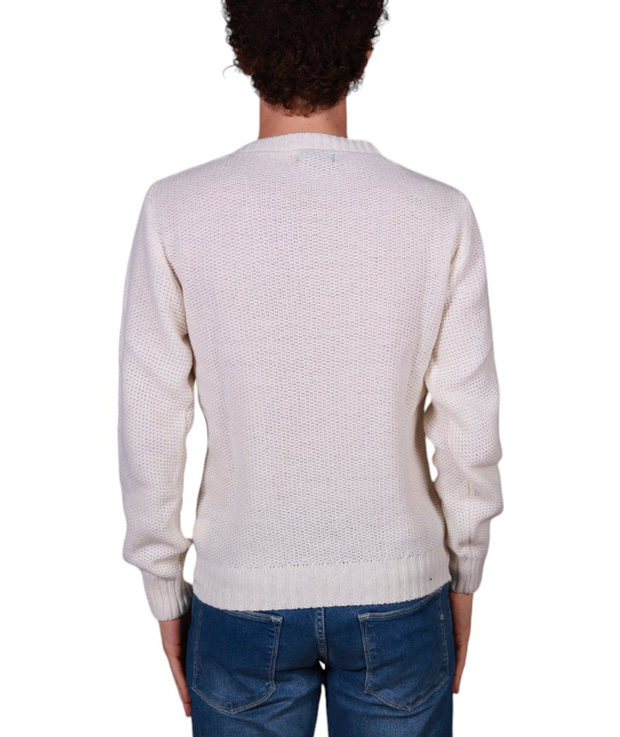 Maglia uomo girocollo a nido d’ape in maglia rasata con lavorazione strutturata