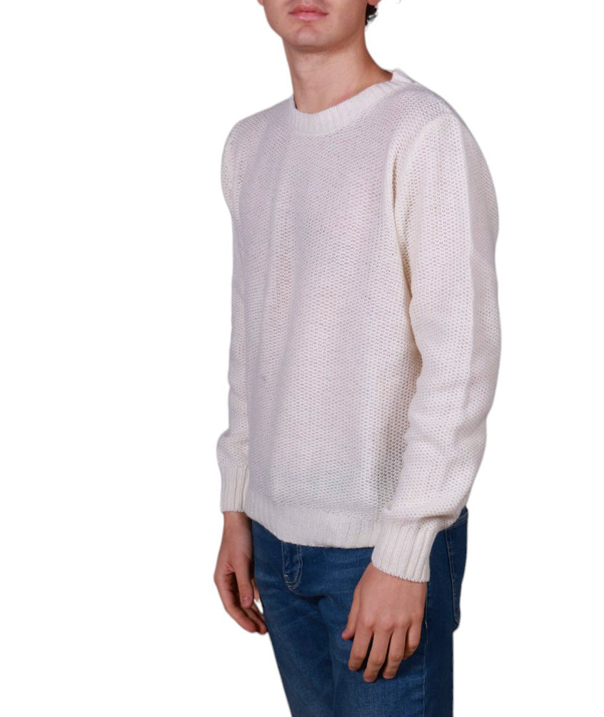 Maglia uomo girocollo a nido d’ape in maglia rasata con lavorazione strutturata