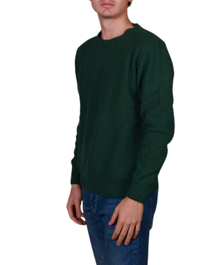 Maglia uomo girocollo a nido d’ape in maglia rasata con lavorazione strutturata