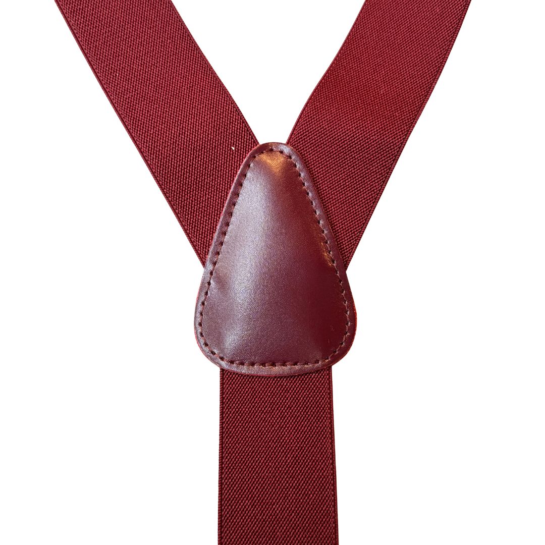 Bretelle da uomo monocolore con clips e bottoni con inserti in pelle liscia