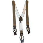 Bretelle da uomo monocolore con clips e bottoni con inserti in pelle liscia