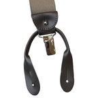 Bretelle da uomo monocolore con clips e bottoni con inserti in pelle liscia