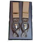 Bretelle da uomo monocolore con clips e bottoni con inserti in pelle liscia