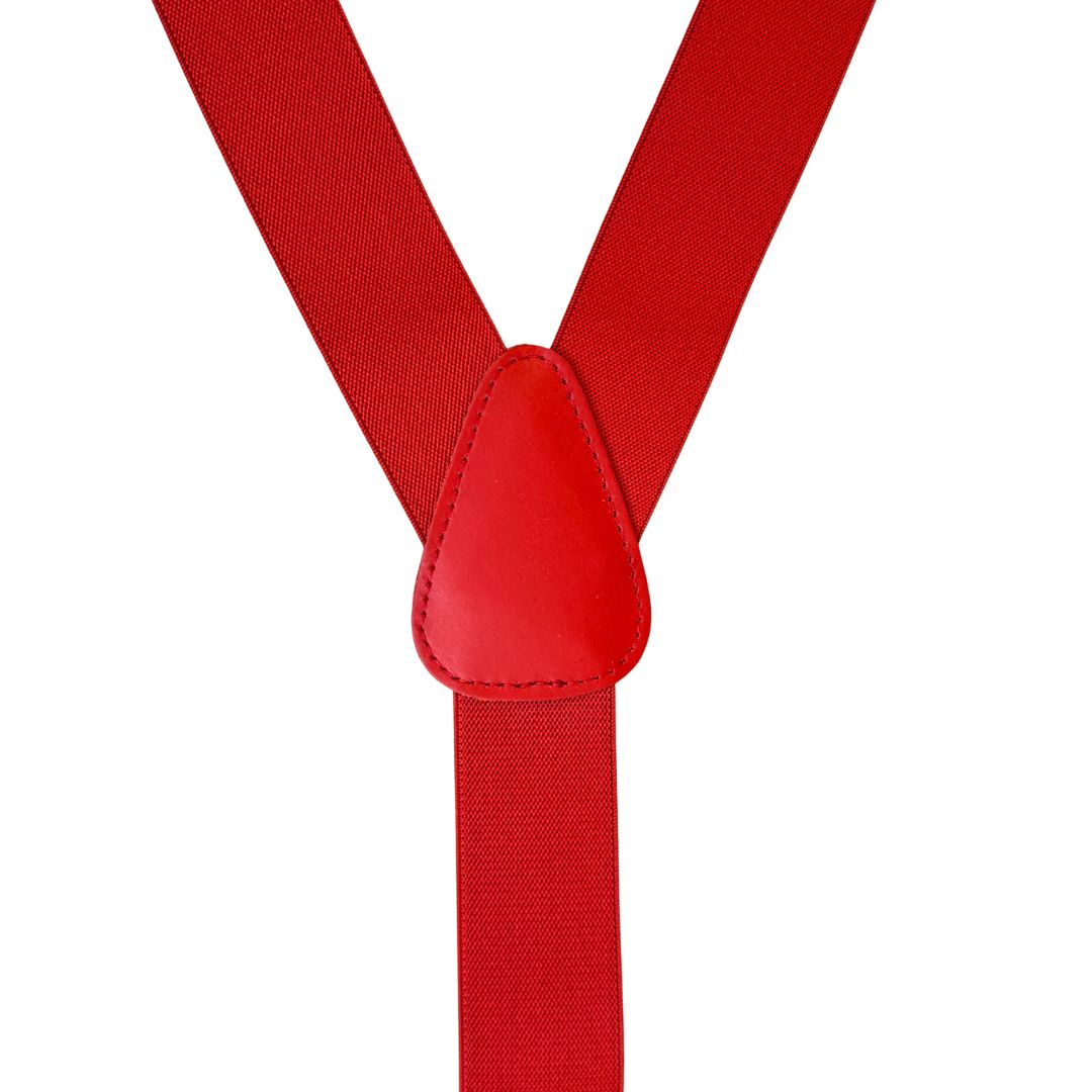 Bretelle da uomo monocolore con clips e bottoni con inserti in pelle liscia