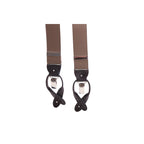 Bretelle da uomo monocolore con clips e bottoni con inserti in pelle liscia