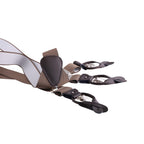Bretelle da uomo monocolore con clips e bottoni con inserti in pelle liscia
