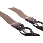 Bretelle da uomo monocolore con clips e bottoni con inserti in pelle liscia