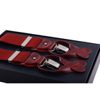 Bretelle da uomo monocolore con clips e bottoni con inserti in pelle liscia