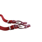 Bretelle da uomo monocolore con clips e bottoni con inserti in pelle liscia