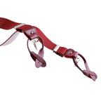 Bretelle da uomo monocolore con clips e bottoni con inserti in pelle liscia