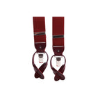 Bretelle da uomo monocolore con clips e bottoni con inserti in pelle liscia