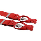 Bretelle da uomo monocolore con clips e bottoni con inserti in pelle liscia