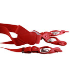 Bretelle da uomo monocolore con clips e bottoni con inserti in pelle liscia