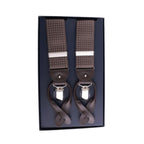 Bretelle uomo elasticizzate puntinate con clip in metallo e bottoni in pelle