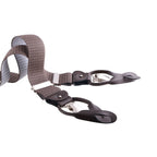 Bretelle uomo elasticizzate puntinate con clip in metallo e bottoni in pelle