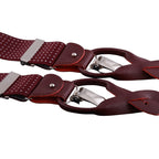 Bretelle uomo elasticizzate puntinate con clip in metallo e bottoni in pelle