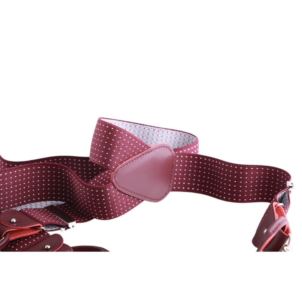 Bretelle uomo elasticizzate puntinate con clip in metallo e bottoni in pelle