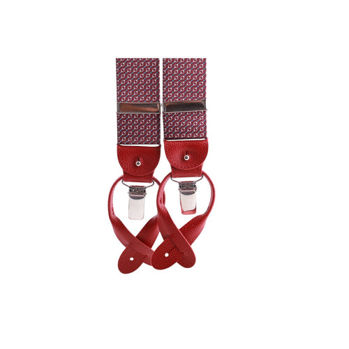 Bretelle uomo elasticizzate fantasia con clip in metallo e attacchi in pelle
