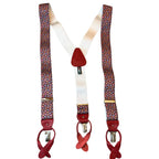 Bretelle da uomo fantasia fiorellini con clips e bottoni, applicazioni in pelle