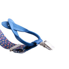 Bretelle da uomo fantasia fiorellini con clips e bottoni, applicazioni in pelle