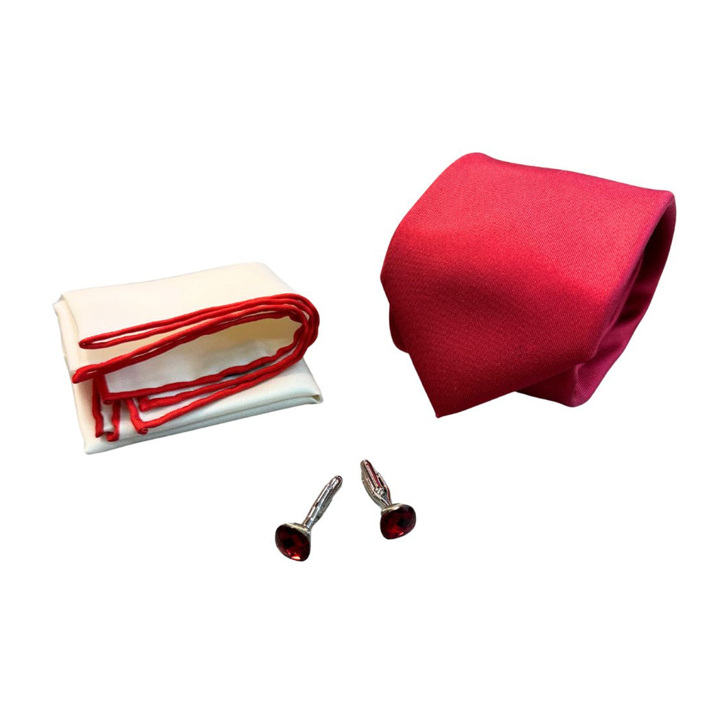 Box regalo uomo con cravatta, gemelli e pochette in pura seta lavorata 100%