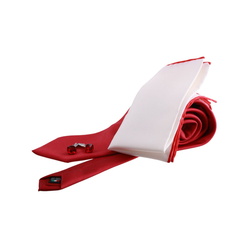 Box regalo uomo con cravatta, gemelli e pochette in pura seta lavorata 100%