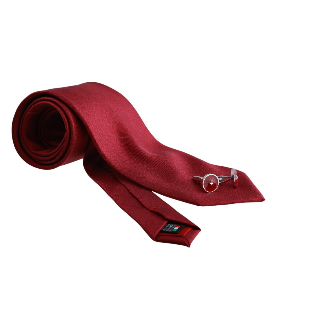 Box regalo uomo con cravatta, gemelli e pochette in pura seta lavorata 100%