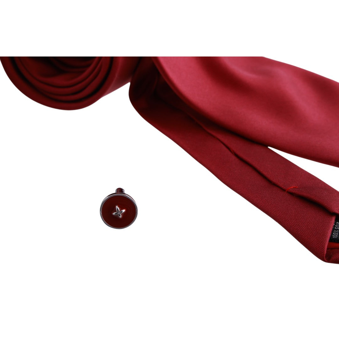 Box regalo uomo con cravatta, gemelli e pochette in pura seta lavorata 100%