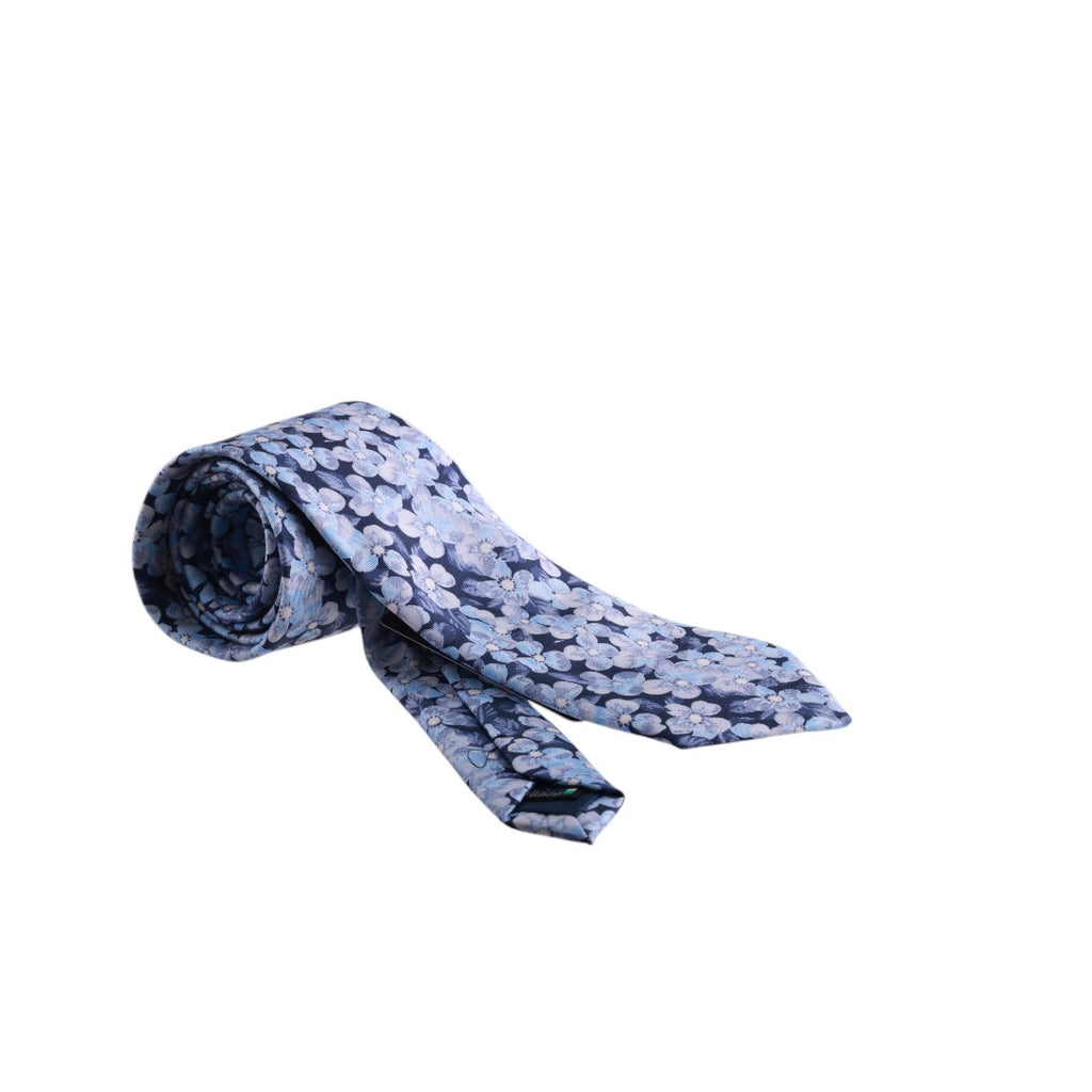 Box regalo uomo con cravatta, gemelli e pochette in pura seta fantasia floreale