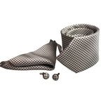 Box cravatta pochette gemelli quadretti grigi