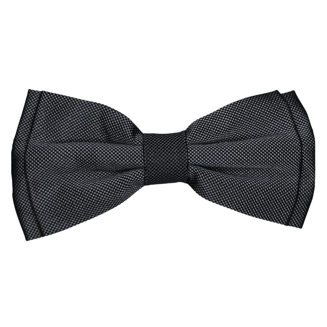 Papillon in seta oxford annodato a mano con texture microtrama e profilo in tono