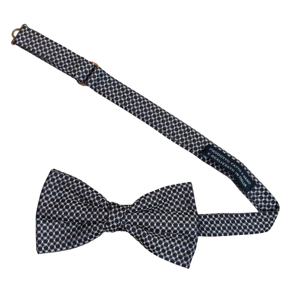 Papillon in seta jacquard disegni geometrici tessuto pregiato e nodo sartoriale