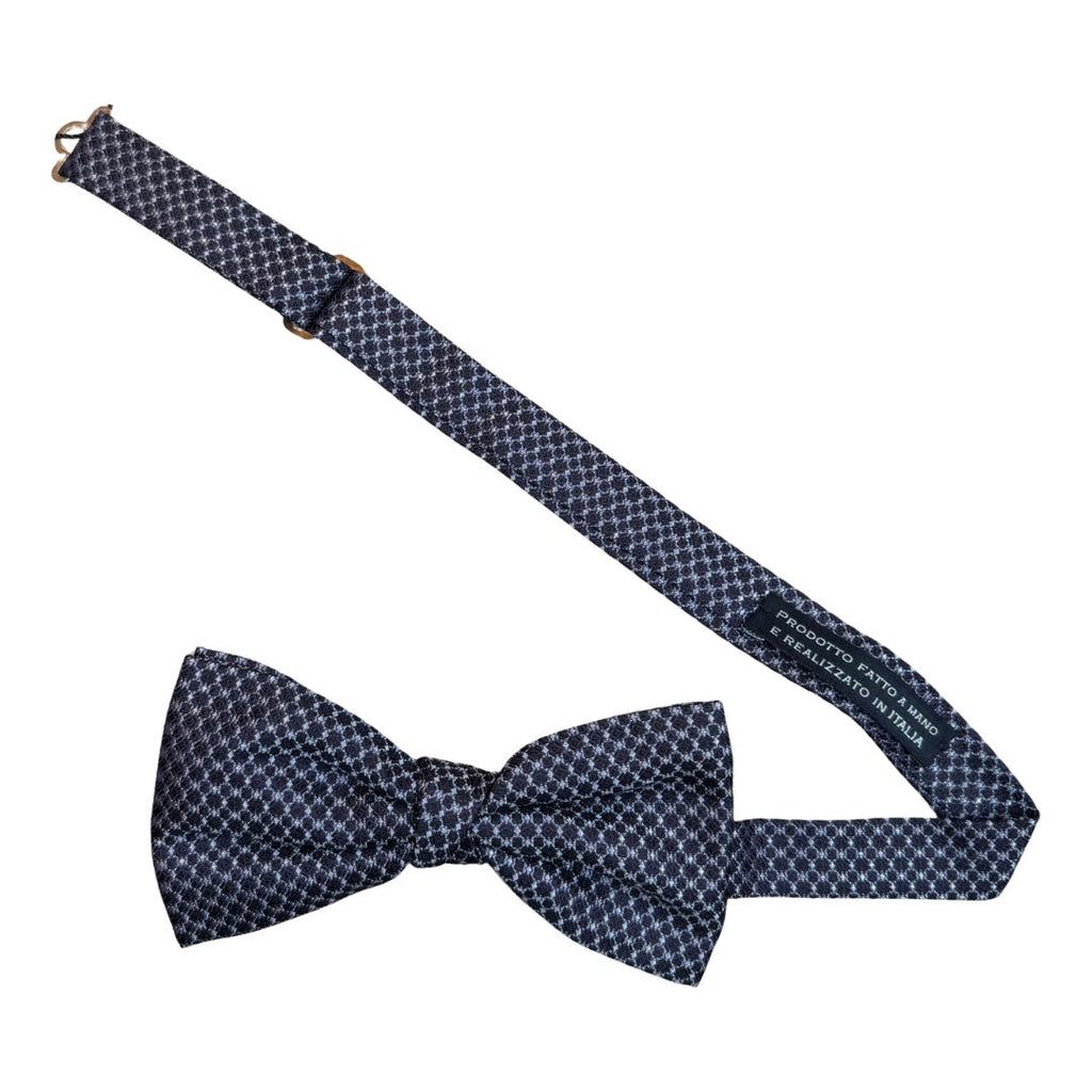 Papillon in seta jacquard disegni geometrici tessuto pregiato e nodo sartoriale