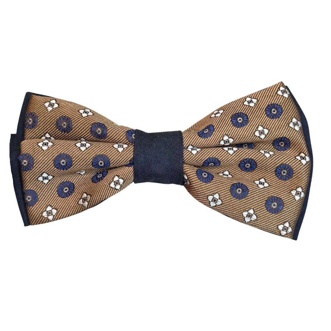 Papillon bicolore fantasia cerchi e fiori in seta