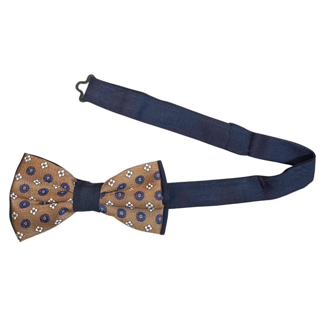 Papillon bicolore fantasia cerchi e fiori in seta