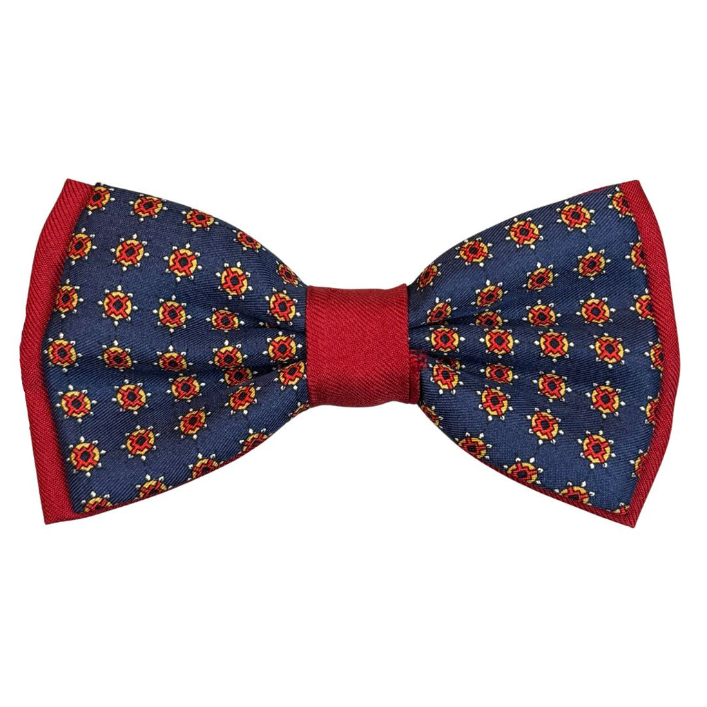 Papillon seta bicolore fantasia rifinito a mano profilo in tono Made in Italy