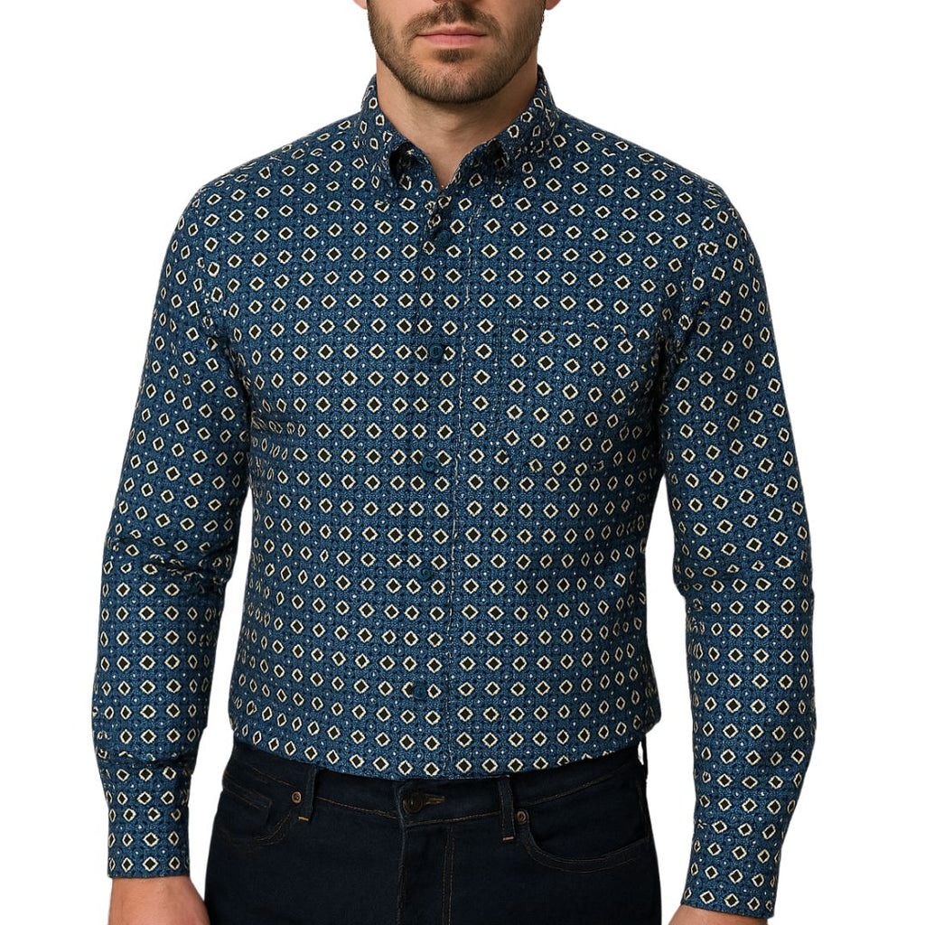 Camicia uomo button down elastam fantasia