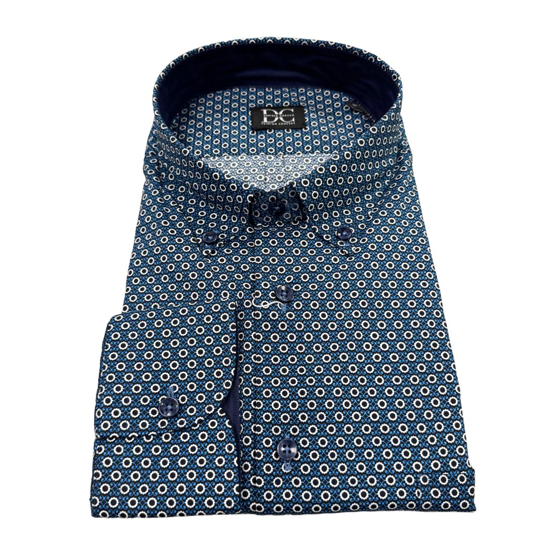 Camicia uomo button down elastam fantasia