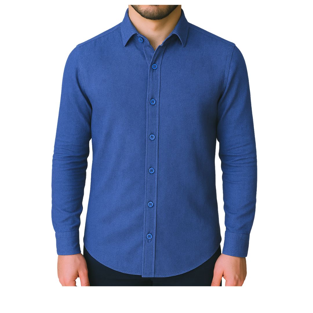 Camicia uomo classica tinta unita lino collo francese  cannole' avanti