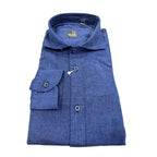 Camicia uomo classica tinta unita lino collo francese  cannole' avanti