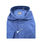 Camicia uomo classica tinta unita lino collo francese  cannole' avanti