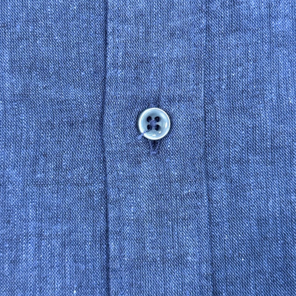 Camicia uomo classica tinta unita lino collo francese  cannole' avanti