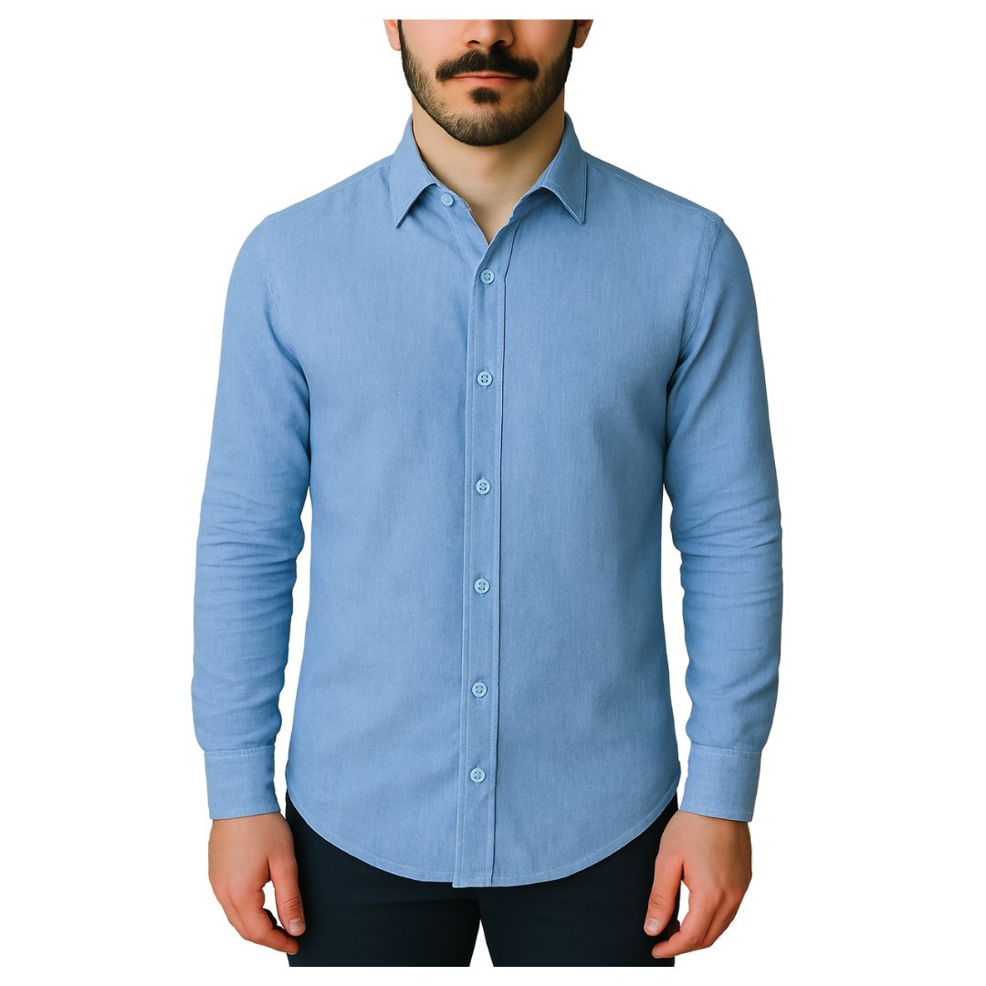 Camicia uomo classica tinta unita lino collo francese  cannole' avanti